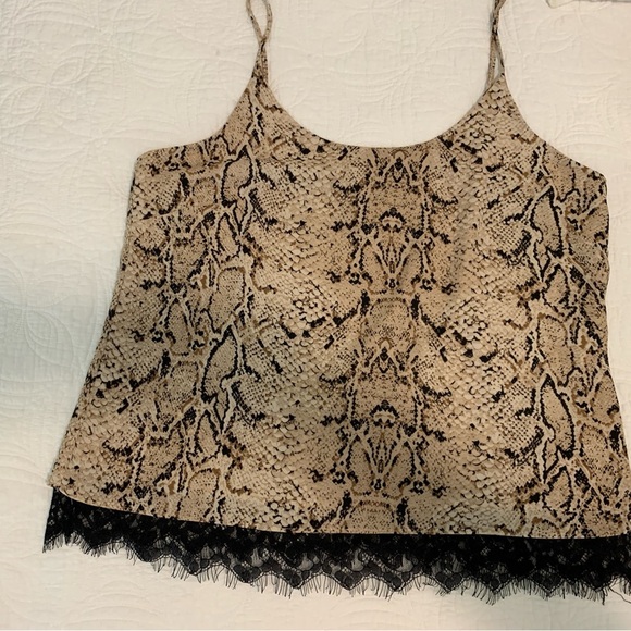 Rachel Zoe: Snake Print Cami Top with Lace Trim - Picture 1 of 5